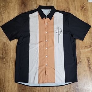 NWOT Retro-Style Bowling Shirt Short Sleeve Button-Up Hawaiian Mens Sz L Casual